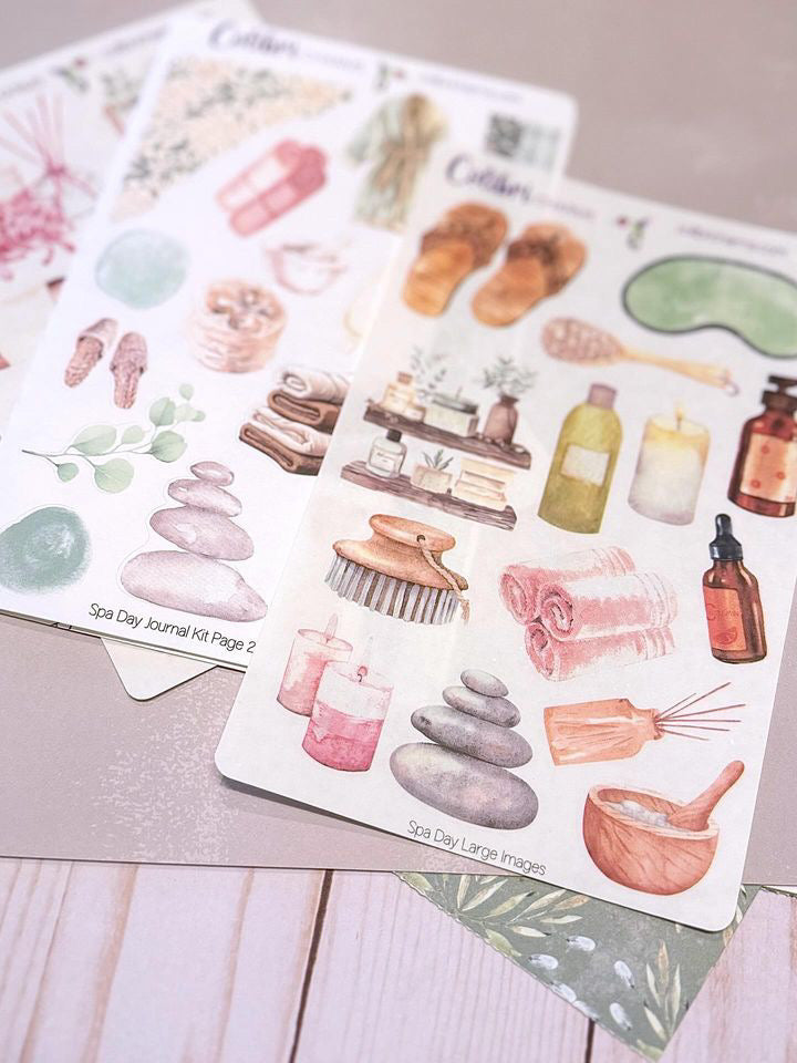 Spa Day Planner Stickers | Relaxation Deco Stickers | Self Care Deco | Massage Planner Sticker Kit | Seasonal Planner Stickers