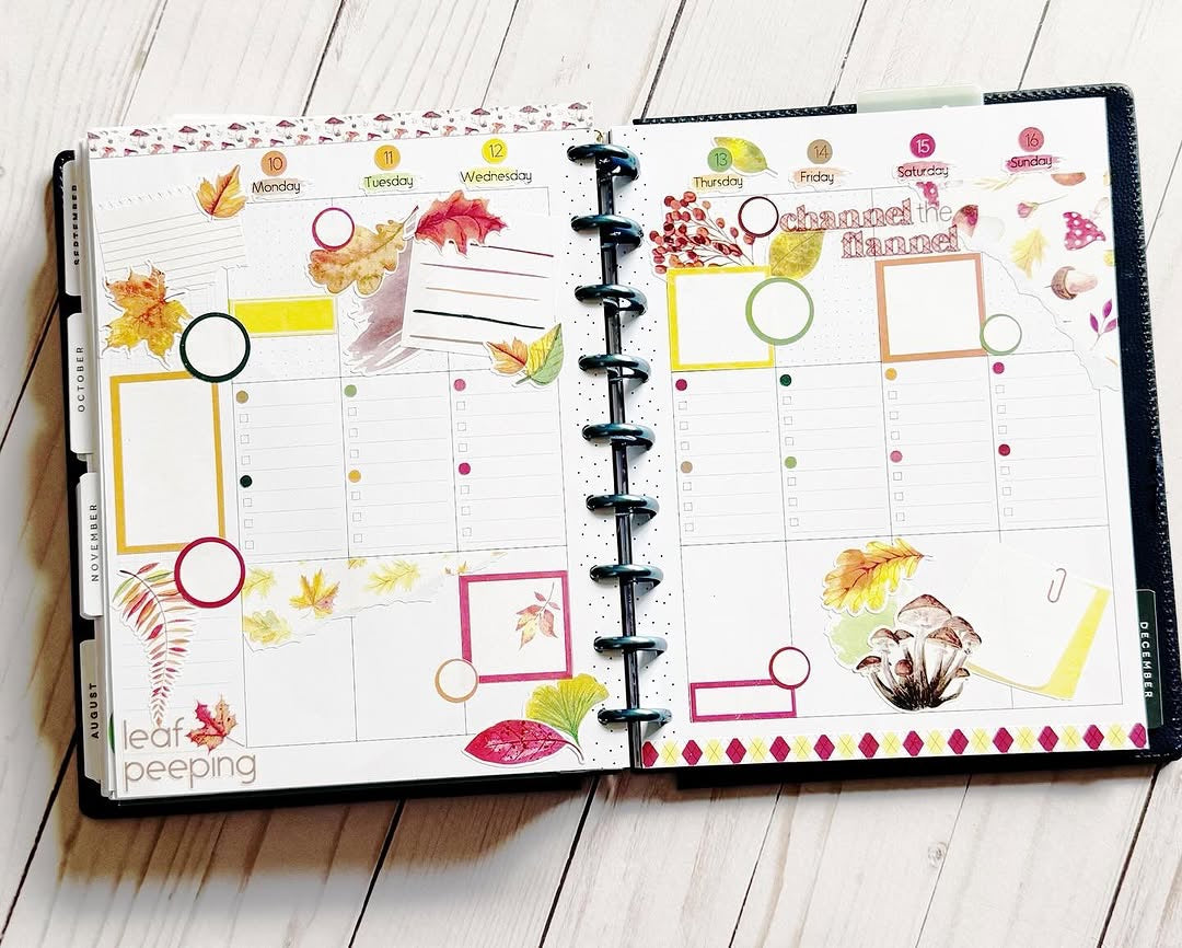 Rake. Pile. Jump. Repeat.  Planner Stickers, Autumn Deco Stickers, Falling Leaves Deco, Fall Planner Sticker Kit, Seasonal Planner Stickers