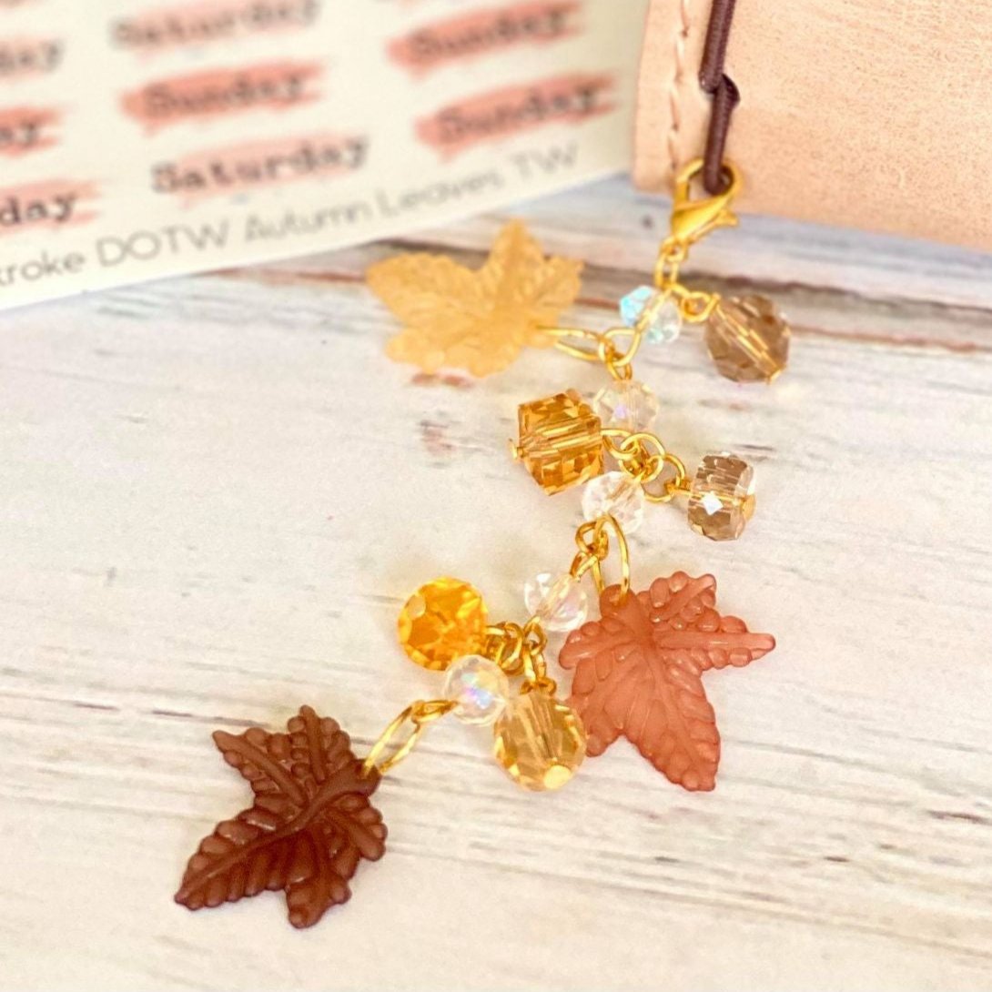 Maple Leaf Planner Charm | Beaded Leaves Charm | Autumn Planner Chain