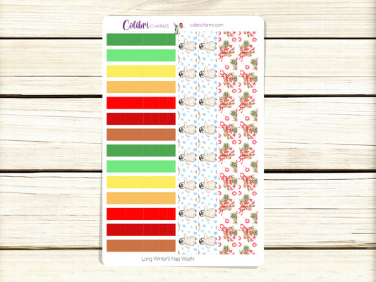 Long Winter’s Nap Washi Strip Stickers | Penguin Stickers | Holiday Planner Stickers | Seasonal Planner Stickersr