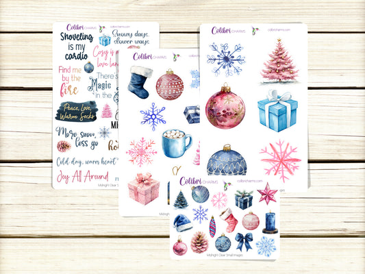 Midnight Clear Journal Kit, Planner  Stickers, Christmas Journaling, Winter Bujo Kit, Holiday Planner Stickers