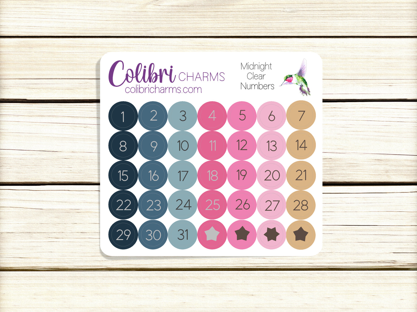 Midnight Clear Brushstroke Days of the Week Planner Stickers, Pink and Navy Watercolor DOTW, Number Stickers, Date Dots