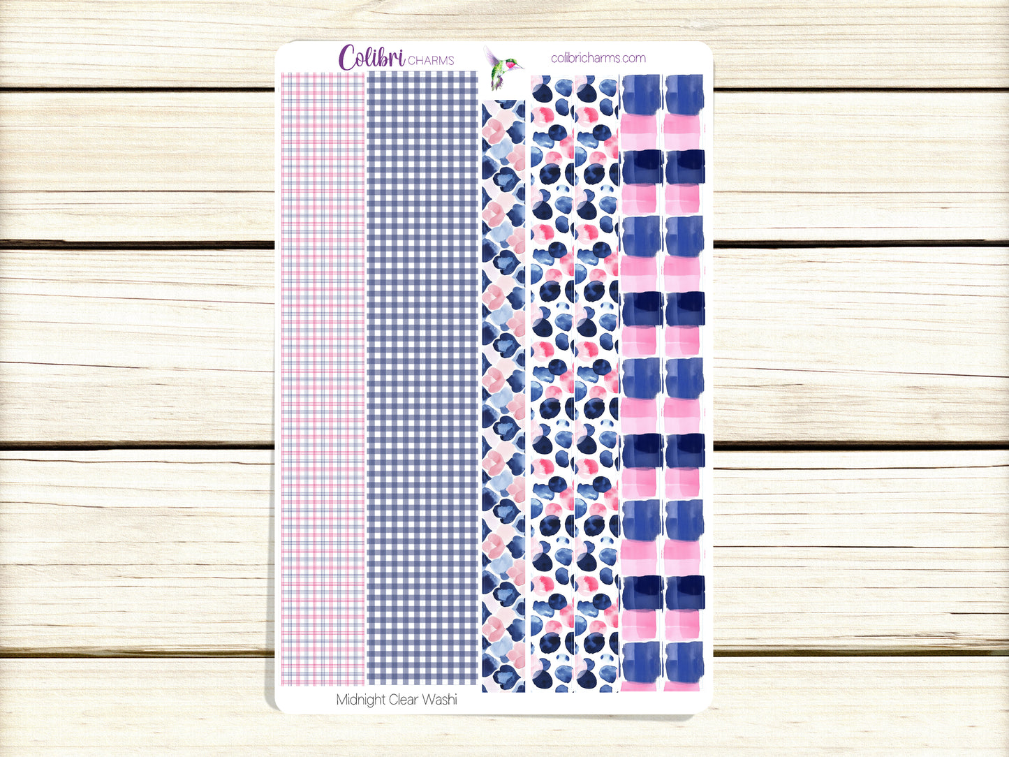 Midnight Clear Washi Strip Stickers, Christmas Deco, Pink and Navy Planner Stickers, Seasonal Planner Stickers
