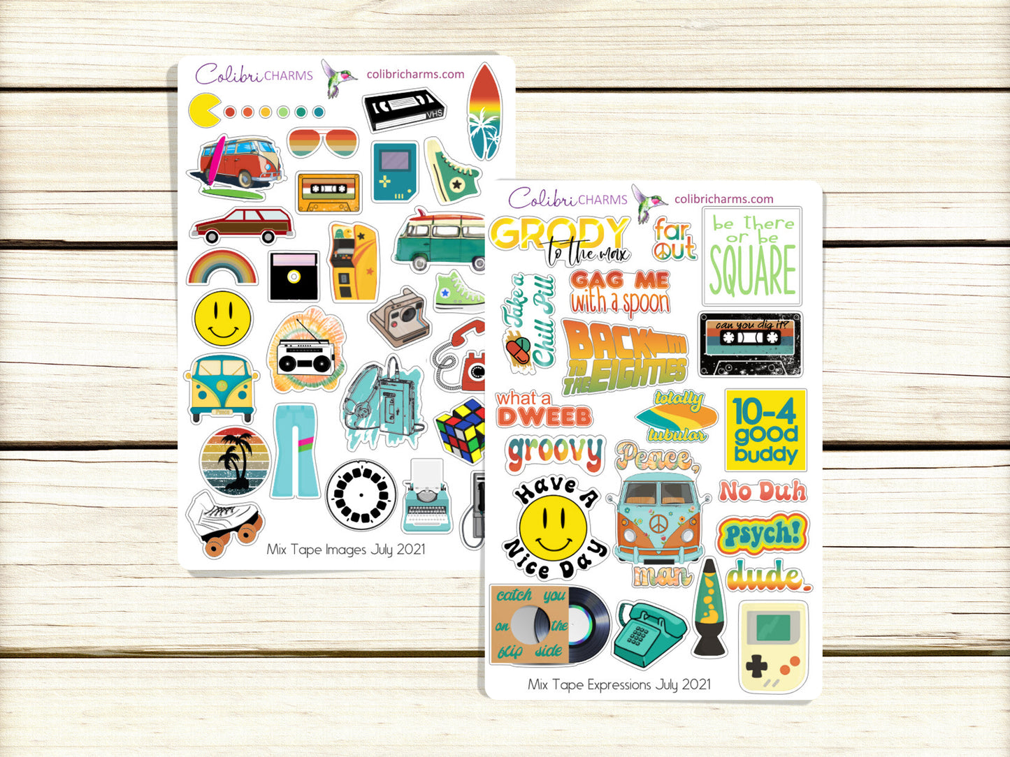 Mix Tape Planner Stickers | Retro Stickers | Throwback Stickers | Back to the 80s | 70s | Groovy | Camper Van