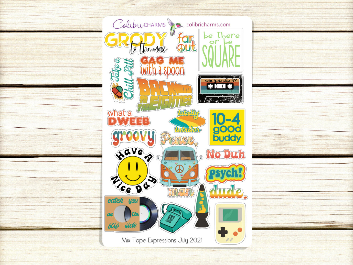 Mix Tape Planner Stickers | Retro Stickers | Throwback Stickers | Back to the 80s | 70s | Groovy | Camper Van