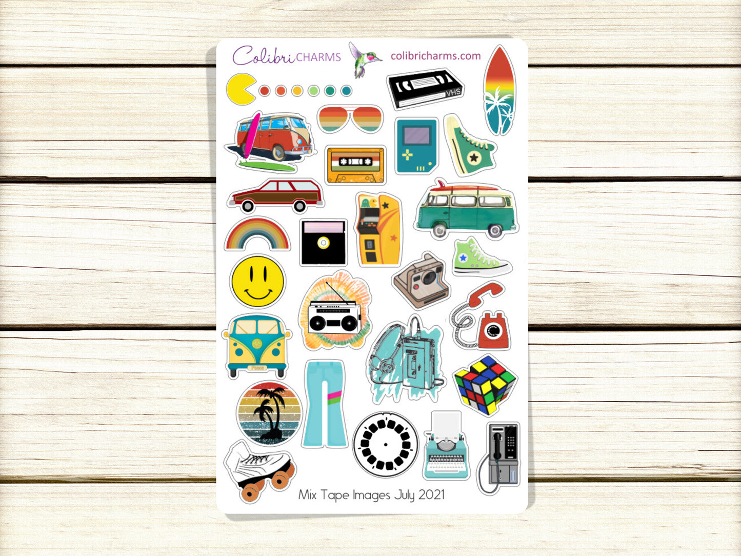 Mix Tape Planner Stickers | Retro Stickers | Throwback Stickers | Back to the 80s | 70s | Groovy | Camper Van