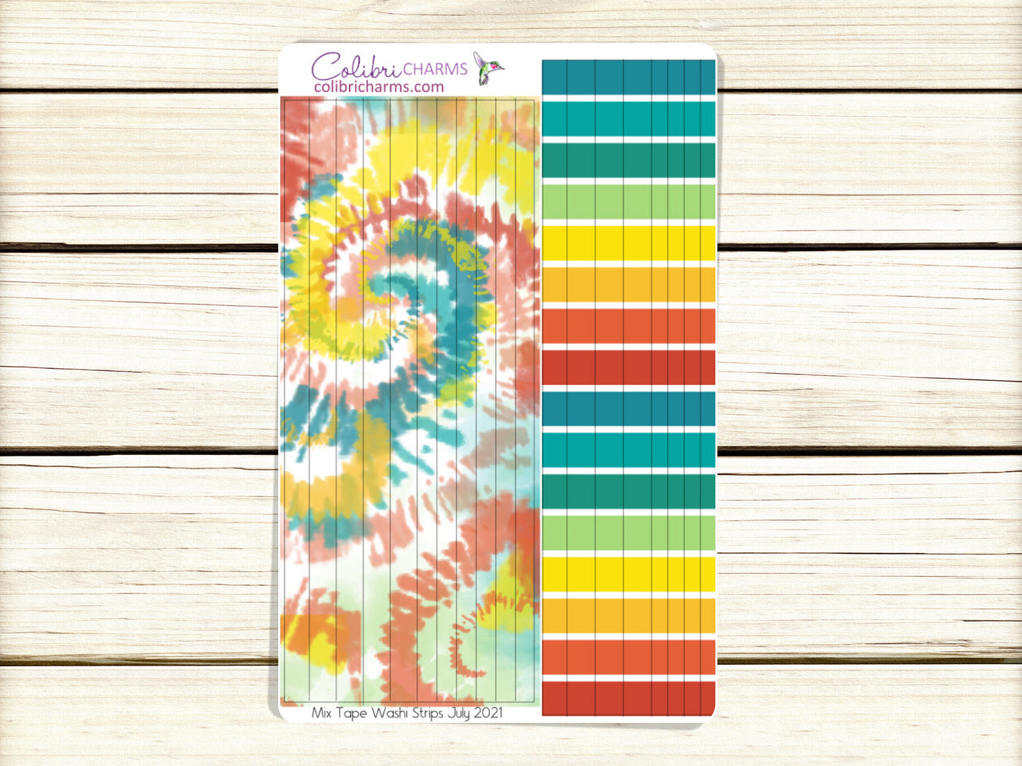 Mix Tape Clear Washi Strip Stickers | Tie Dye Stickers | Retro Planner Stickers