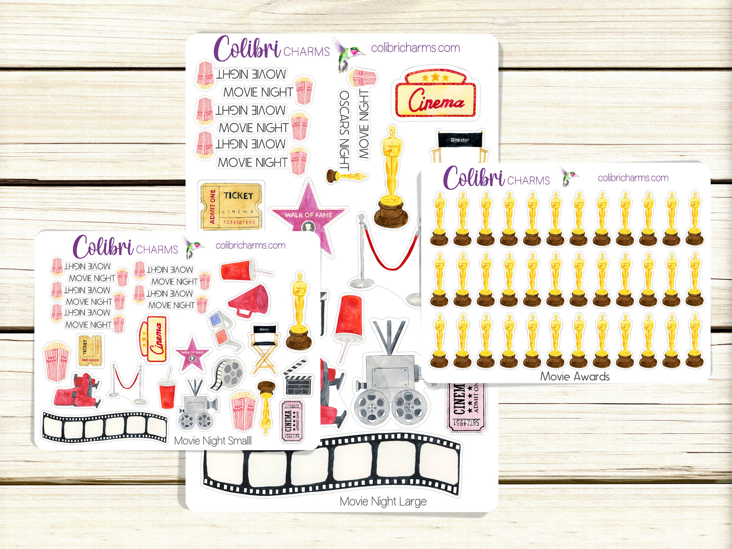 Movie Night Stickers | Movie Planner Stickers | Hollywood Stickers | Movie Awards | Award Season Stickers