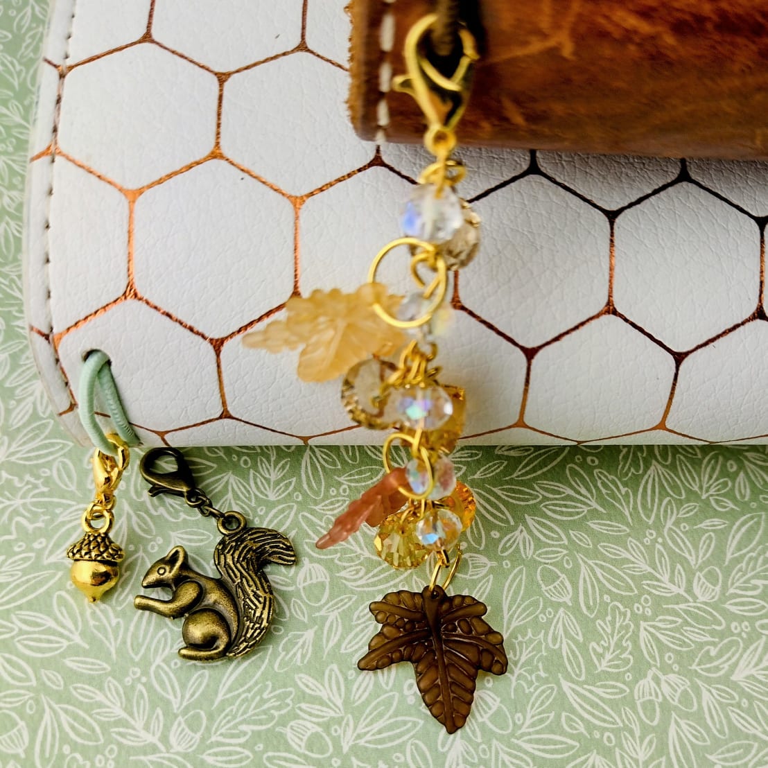 Maple Leaf Planner Charm | Beaded Leaves Charm | Autumn Planner Chain