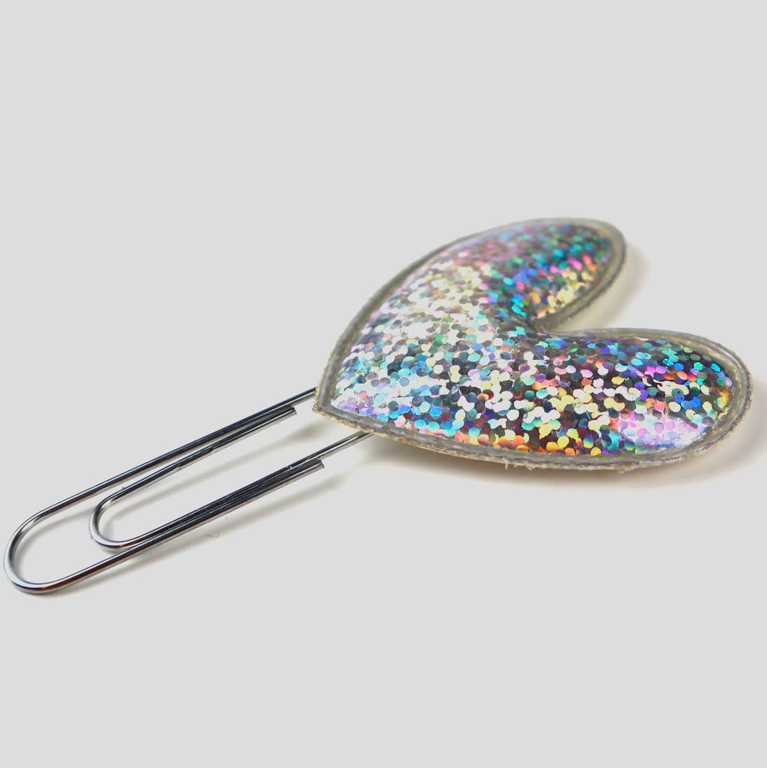 Holographic Heart Clip: Pink or Silver Planner Decoration