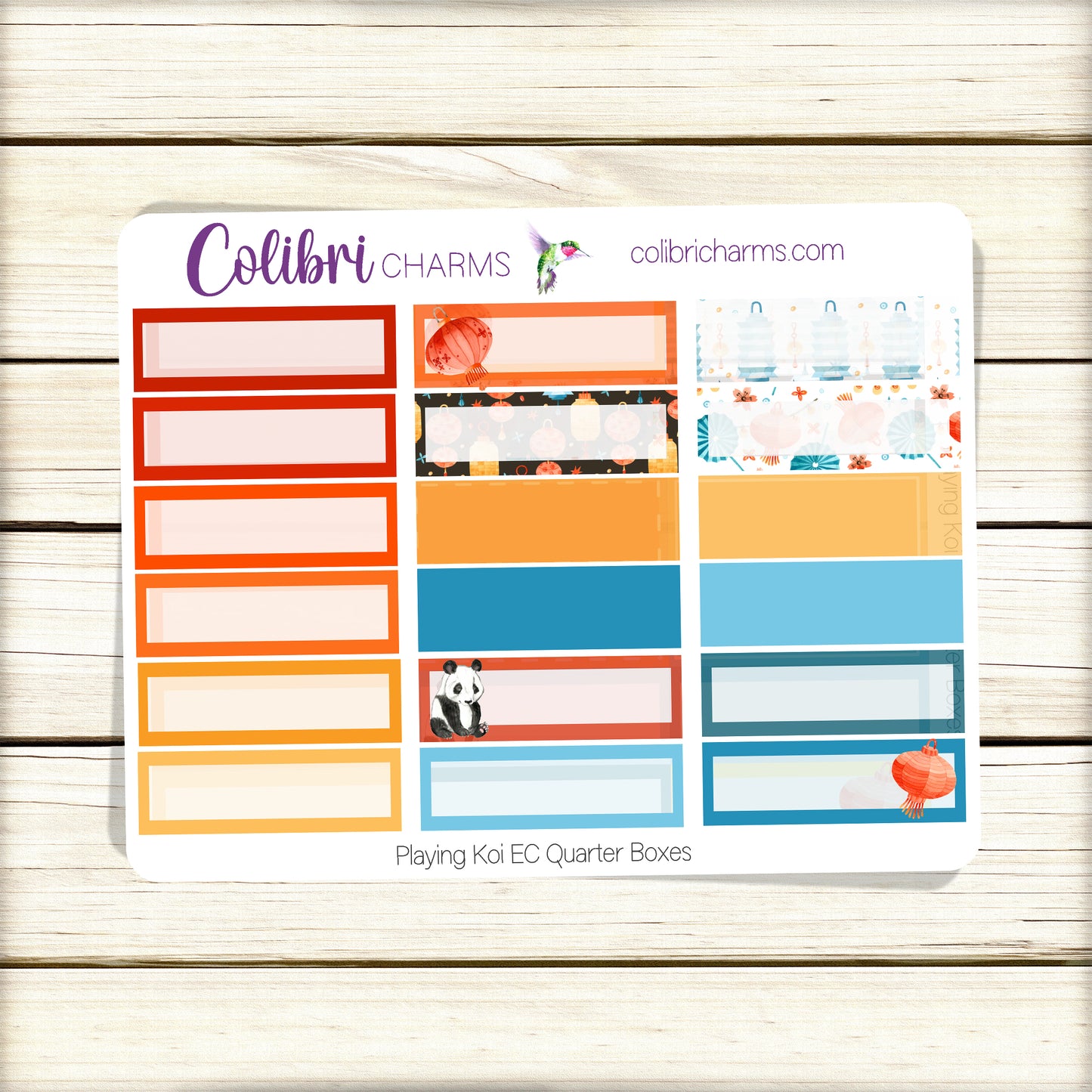 Playing Koi Box Planner Stickers | Chinoiserie Stickers | Chinese Lantern Stickers | Happy Planner Stickers | EC Stickers