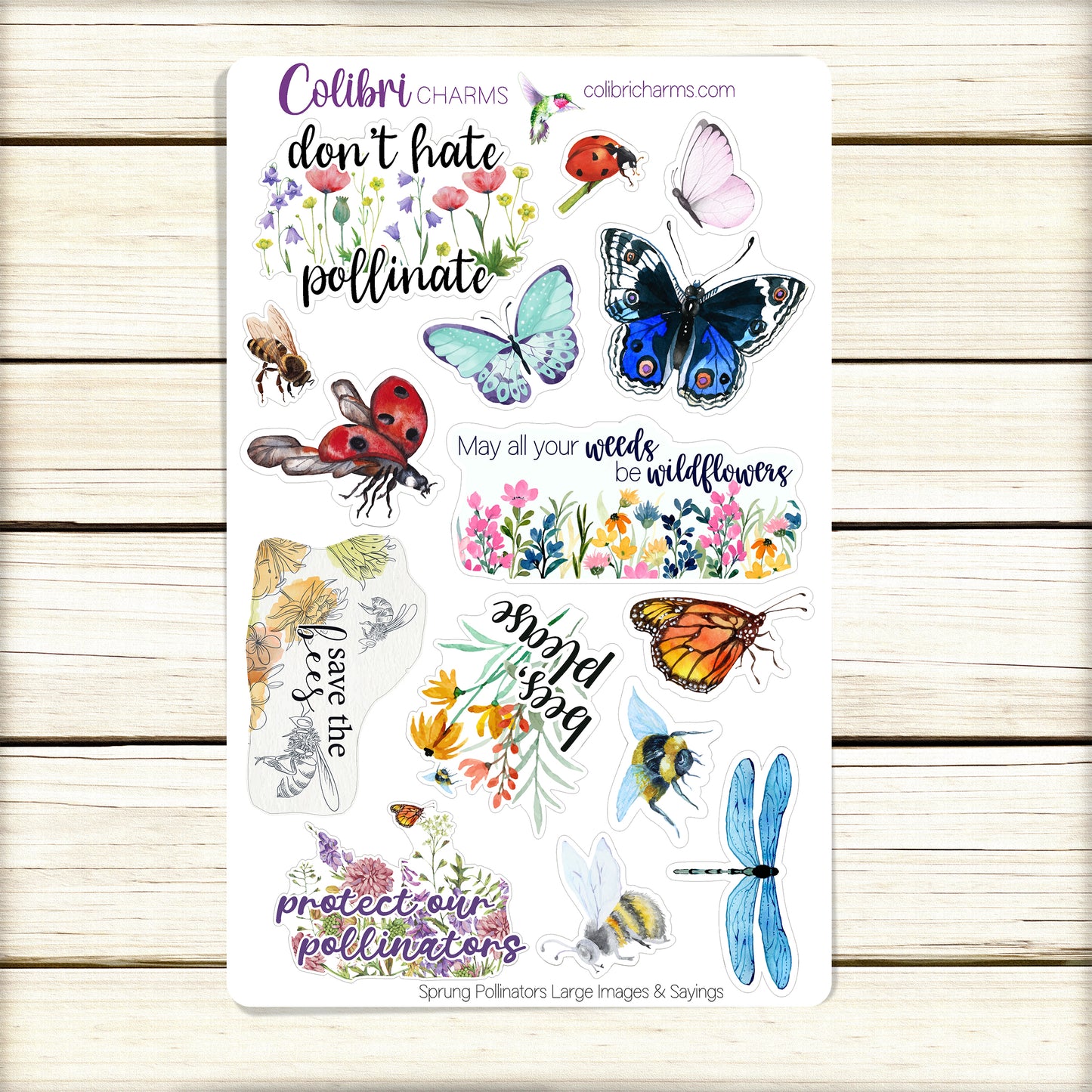Sprung Planner Stickers: Hand-Painted Butterfly Stickers, Ladybug, Dragonfly, Bees, Pollinators