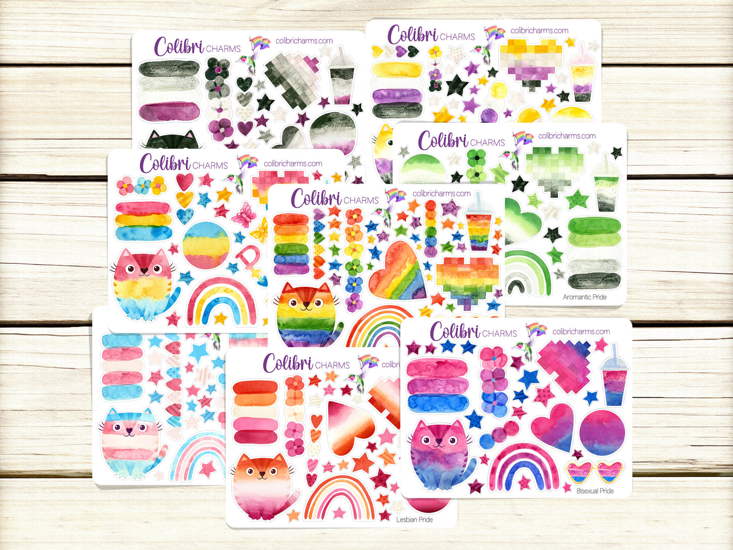 Gay Pride Planner Stickers | Rainbow Deco Stickers | Bi Lesbian Pan NB Deco | Ace Aro Trans Planner Sticker Kit | Pride Month Planner Stickers