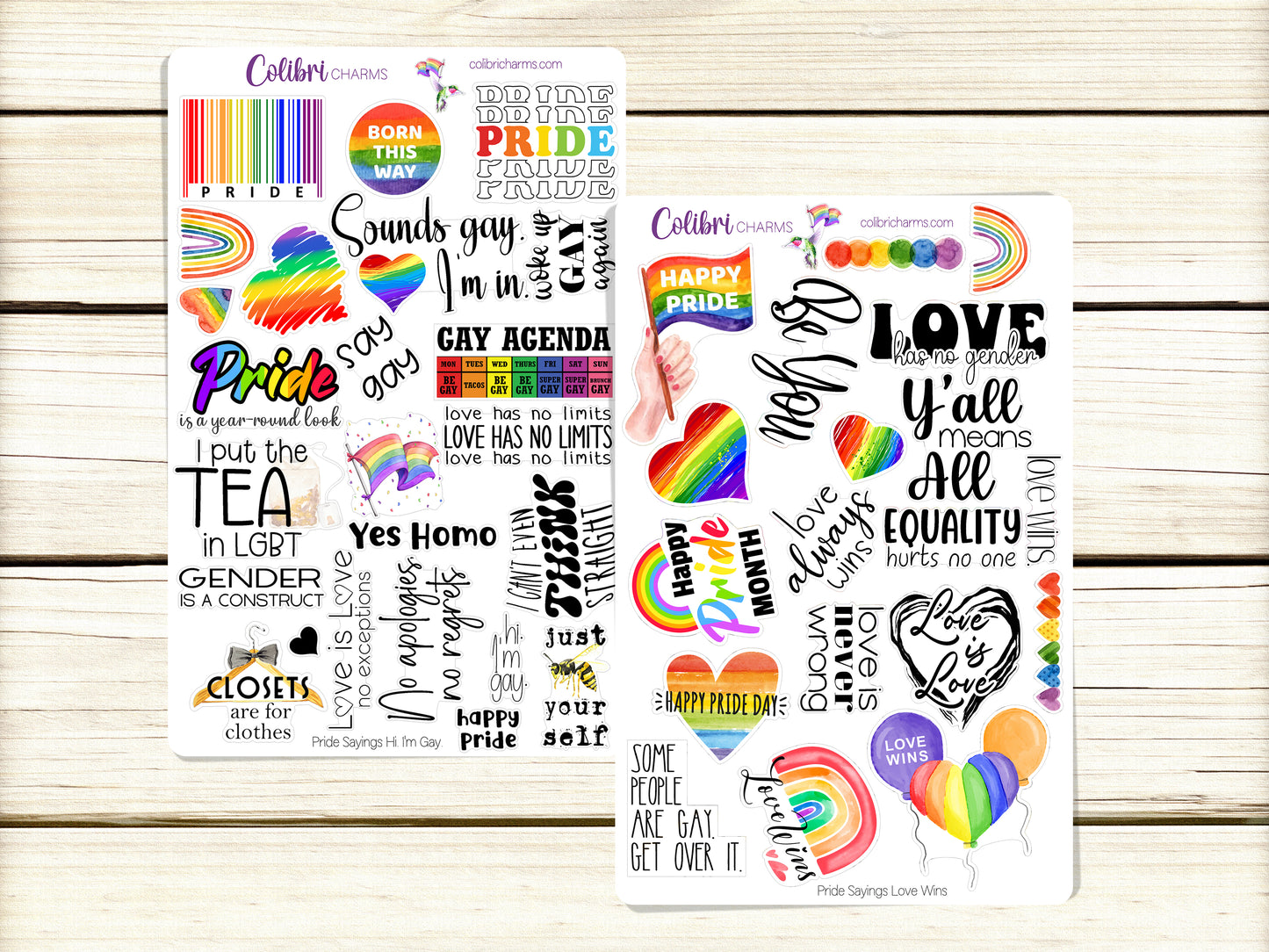 Gay Pride Planner Stickers | LGBTQ+ Quote Stickers | Love Wins | Pride Month Planner Sticker Kit | Love Is Love Planner Stickers