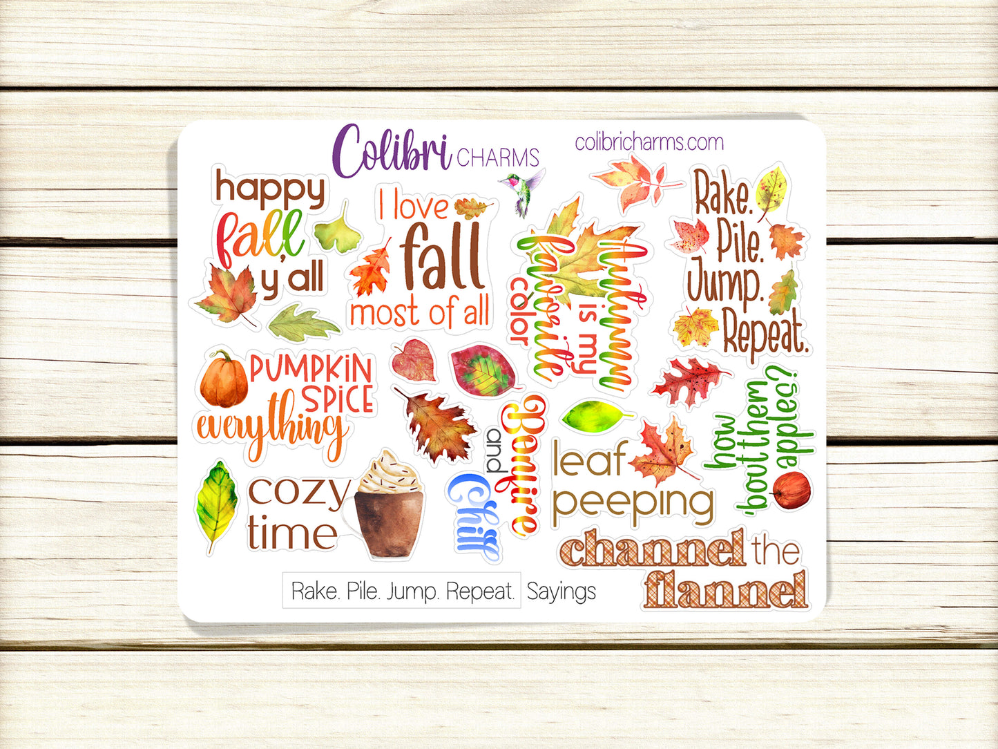 Rake. Pile. Jump. Repeat.  Planner Stickers, Autumn Deco Stickers, Falling Leaves Deco, Fall Planner Sticker Kit, Seasonal Planner Stickers