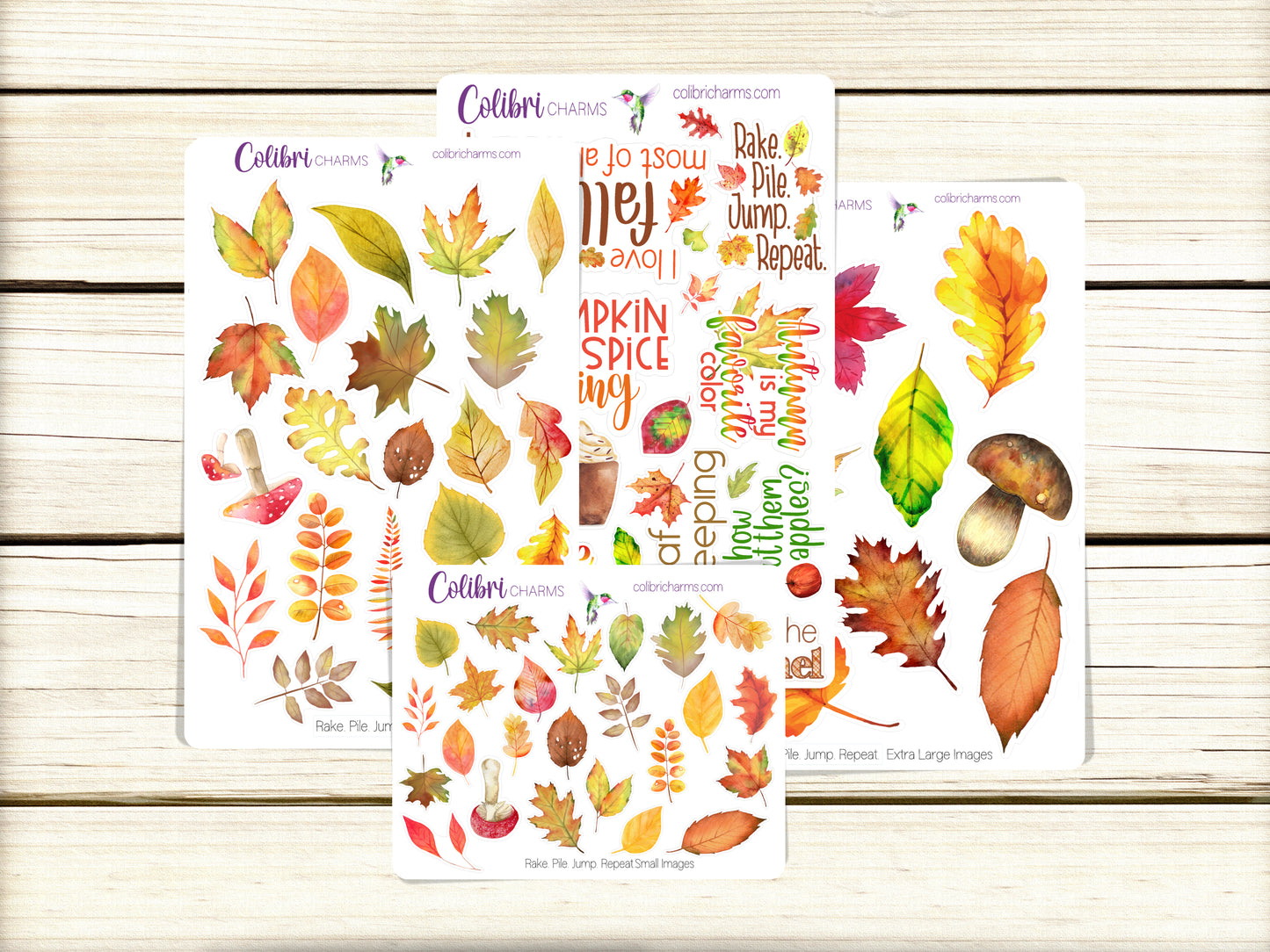 Rake. Pile. Jump. Repeat.  Planner Stickers, Autumn Deco Stickers, Falling Leaves Deco, Fall Planner Sticker Kit, Seasonal Planner Stickers
