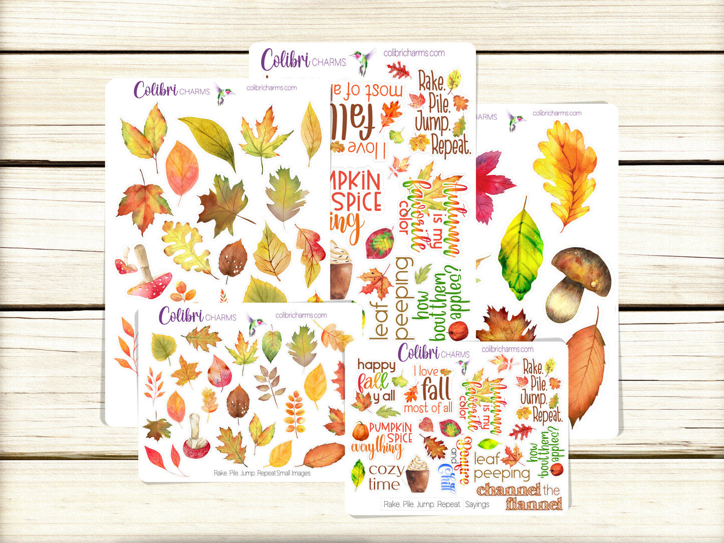 Rake. Pile. Jump. Repeat.  Planner Stickers, Autumn Deco Stickers, Falling Leaves Deco, Fall Planner Sticker Kit, Seasonal Planner Stickers