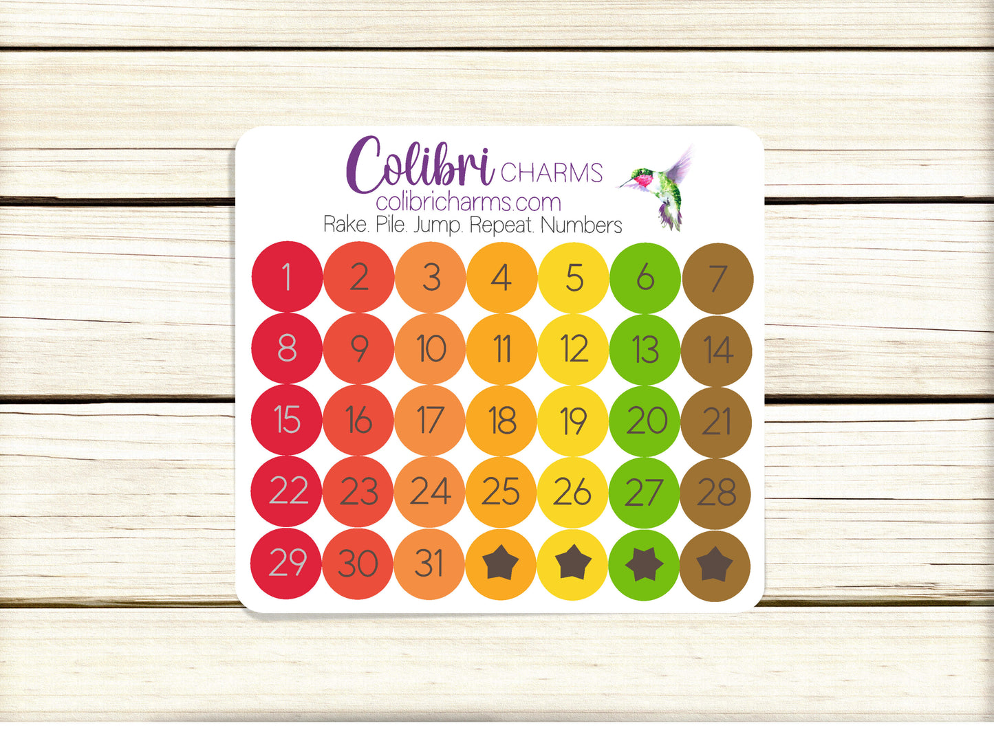 Rake. Pile. Jump. Repeat. Brushstroke Days of the Week Planner Stickers, Colorful Watercolor DOTW, Number Stickers, Date Dots