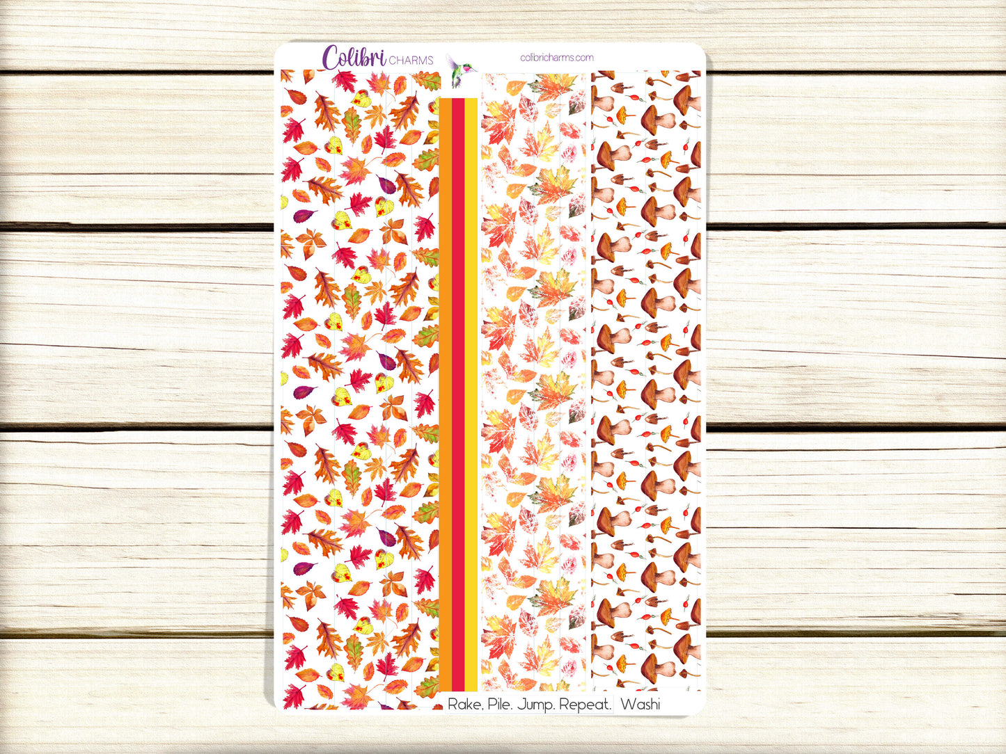 Rake. Pile. Jump. Repeat. Washi Strip Stickers, Falling Leaves Deco, Autumn Planner Stickers, Seasonal Planner Stickers