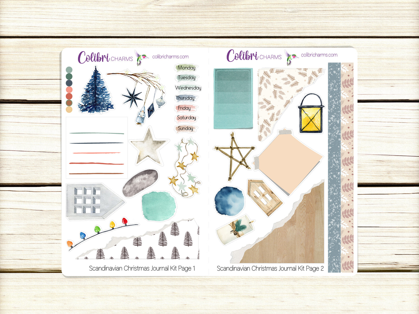 Scandinavian Christmas Journal Kit, Planner  Stickers, Nordic Holiday Journaling, Hygge Bujo Kit, Seasonal Planner Stickers