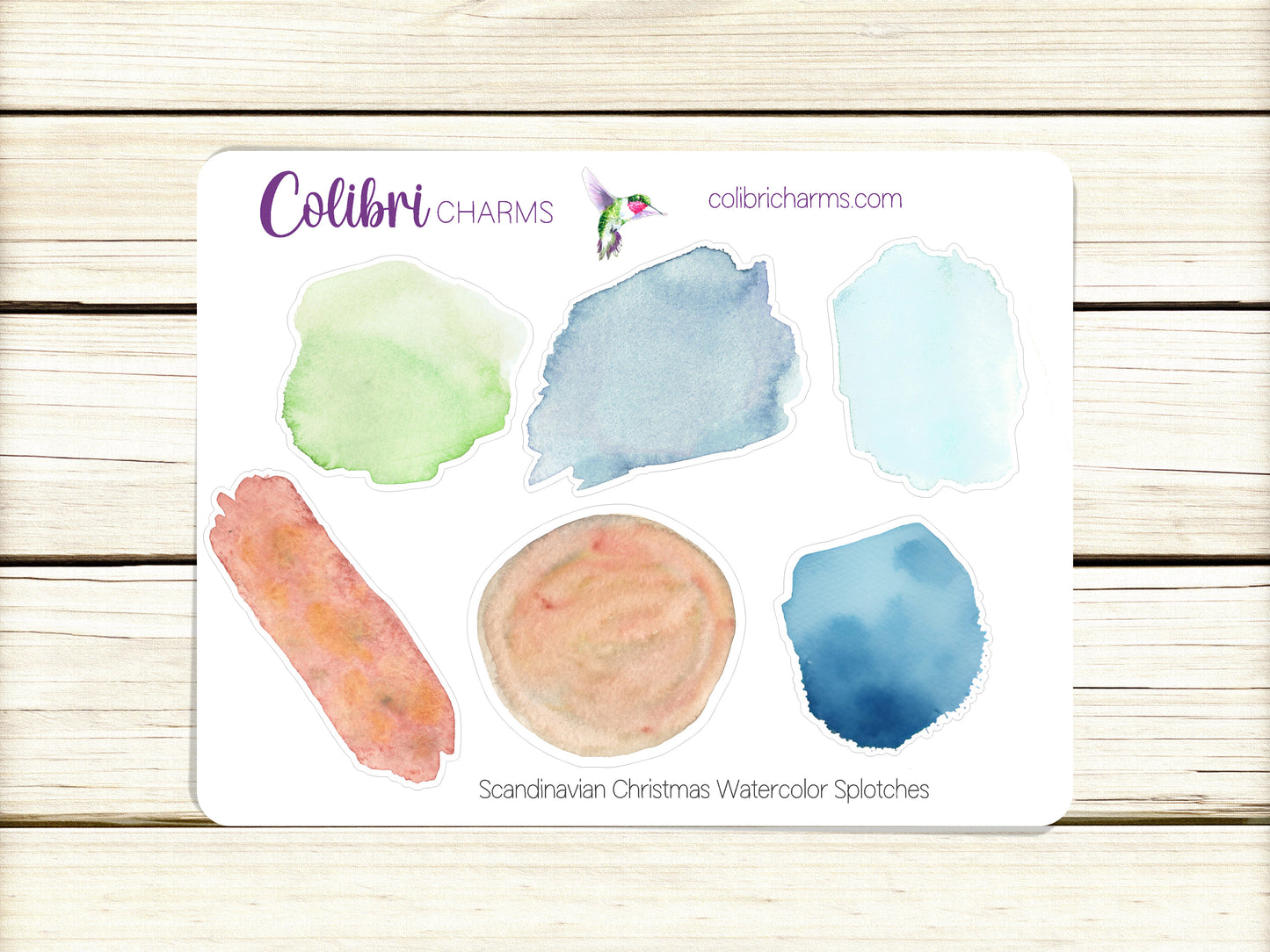 Scandinavian Christmas Watercolor Splotches Planner Stickers | Winter Palette Paint Swatch Stickers, Nordic Holiday Planner