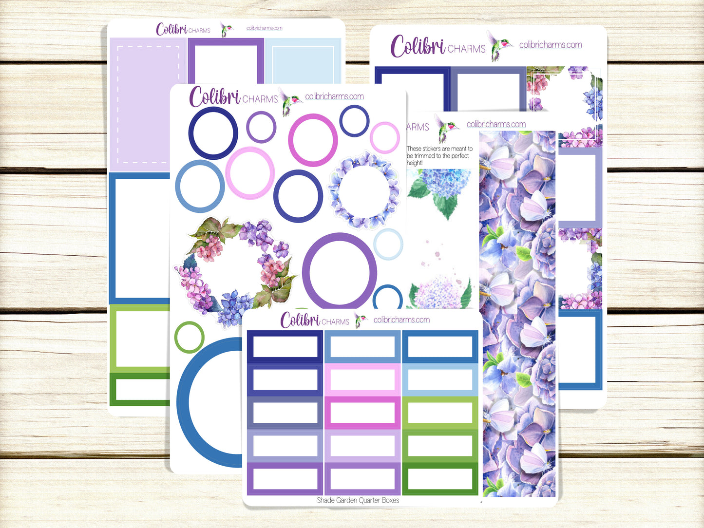 Shade Garden Box Planner Stickers, Happy Planner Stickers, Hydrangea, Functional Planning