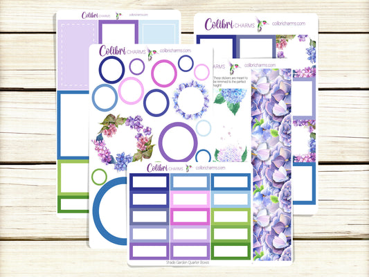 Shade Garden Box Planner Stickers, Happy Planner Stickers, Hydrangea, Functional Planning