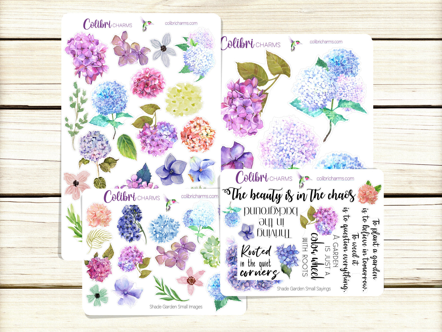 Shade Garden Planner Stickers, Hydrangea Stickers, Hand-painted Deco, Summer Planner Sticker Kit, Seasonal Planner Stickers