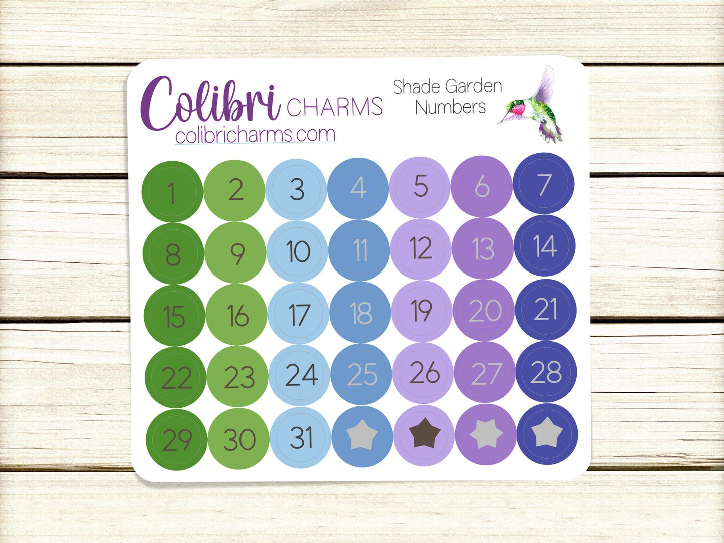 Shade Garden Brushstroke Days of the Week Planner Stickers, Colorful Watercolor DOTW, Number Stickers, Date Dots