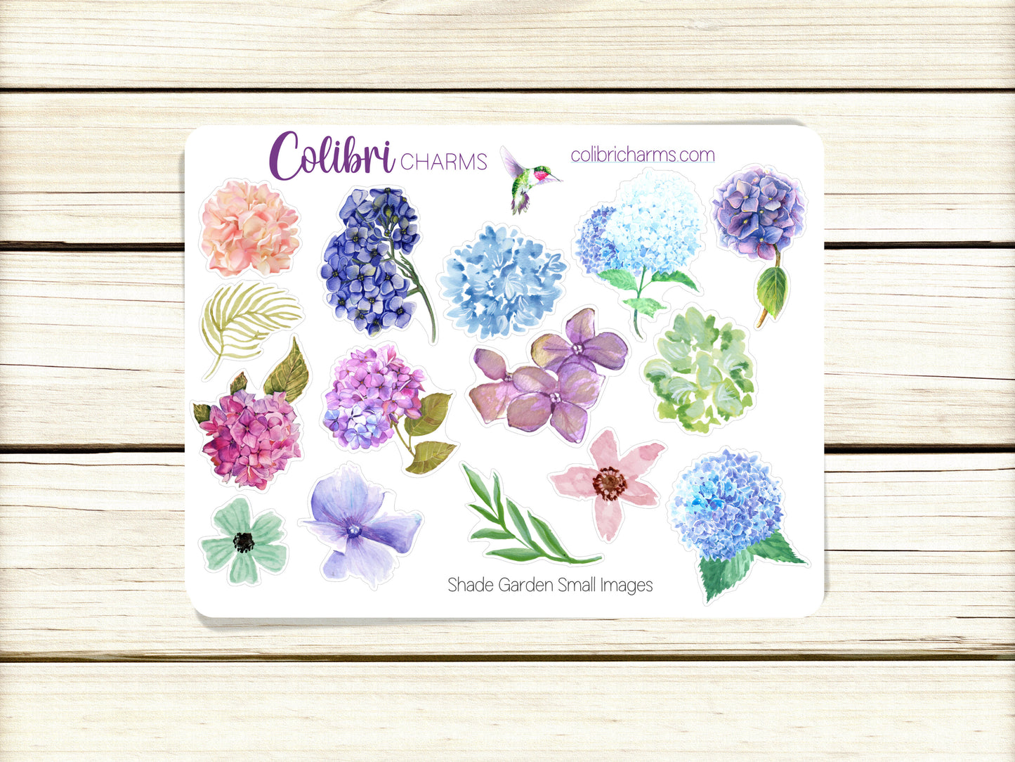 Shade Garden Planner Stickers, Hydrangea Stickers, Hand-painted Deco, Summer Planner Sticker Kit, Seasonal Planner Stickers