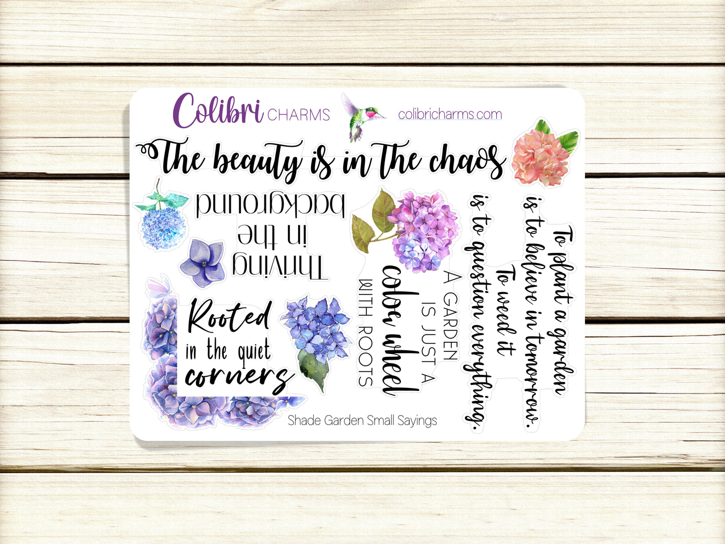 Shade Garden Planner Stickers, Hydrangea Stickers, Hand-painted Deco, Summer Planner Sticker Kit, Seasonal Planner Stickers