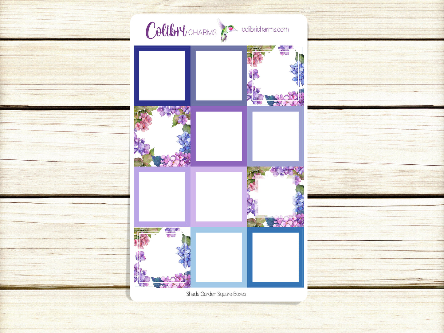 Shade Garden Box Planner Stickers, Happy Planner Stickers, Hydrangea, Functional Planning