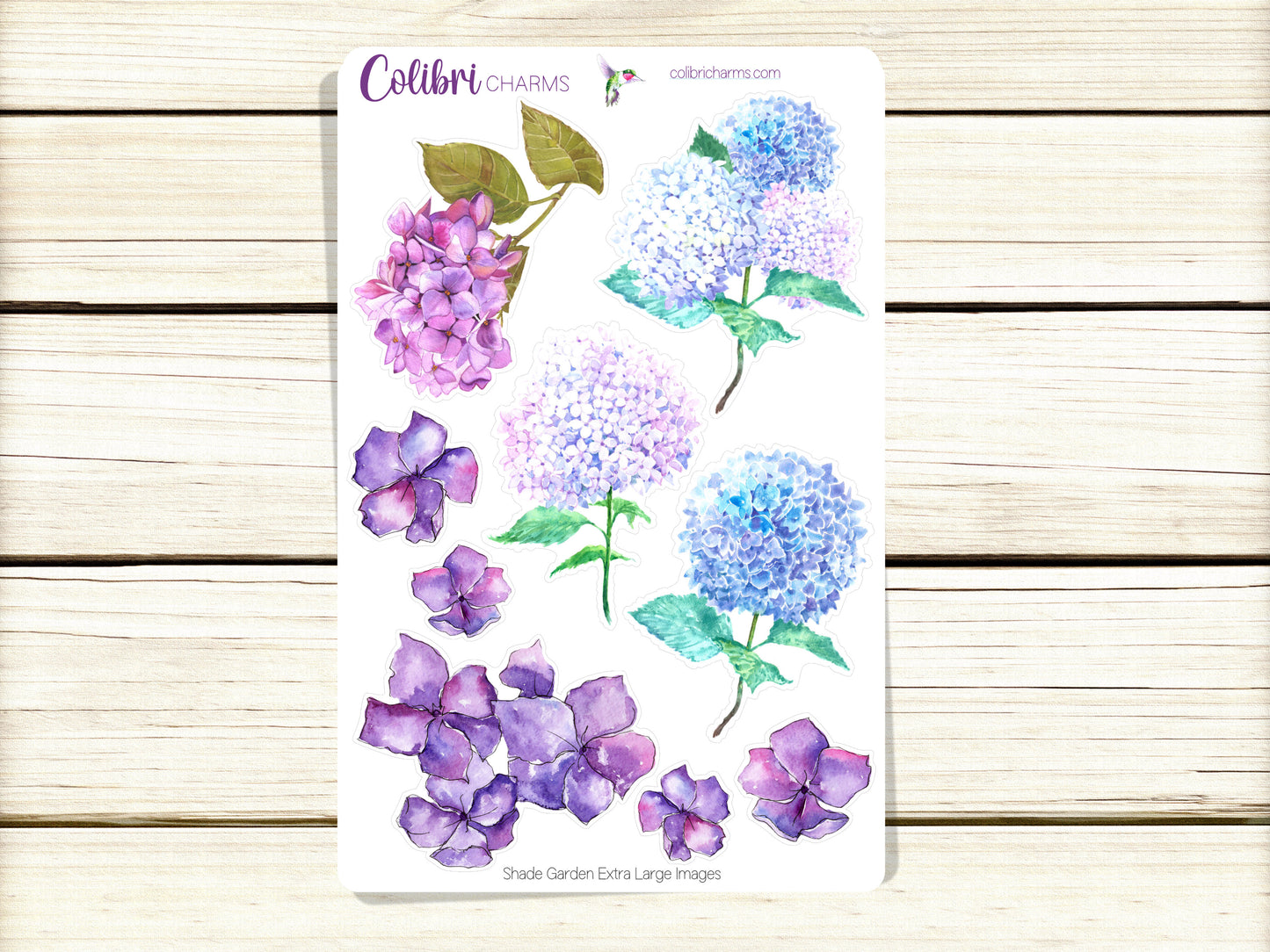 Shade Garden Planner Stickers, Hydrangea Stickers, Hand-painted Deco, Summer Planner Sticker Kit, Seasonal Planner Stickers