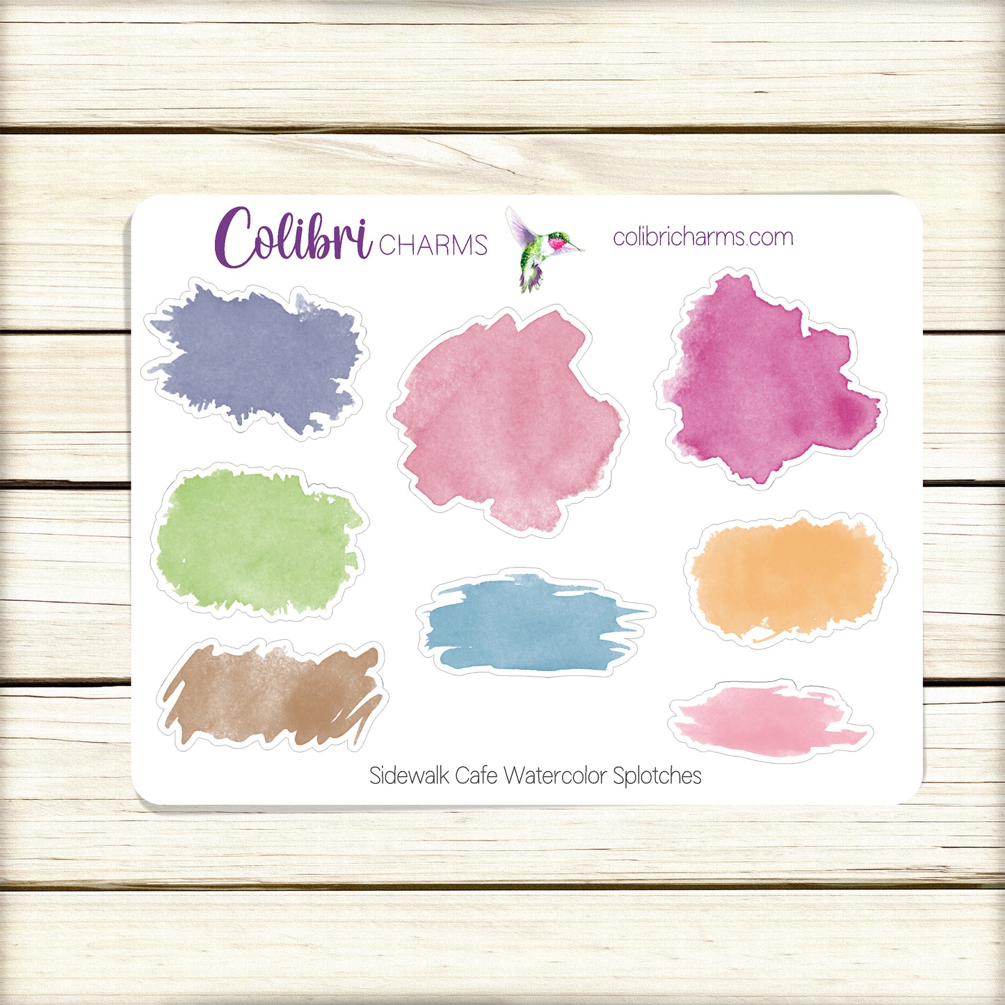 Sidewalk Cafe Watercolor Splotches Planner Stickers | Pastel Paint Swatch Stickers | Parisian Planner