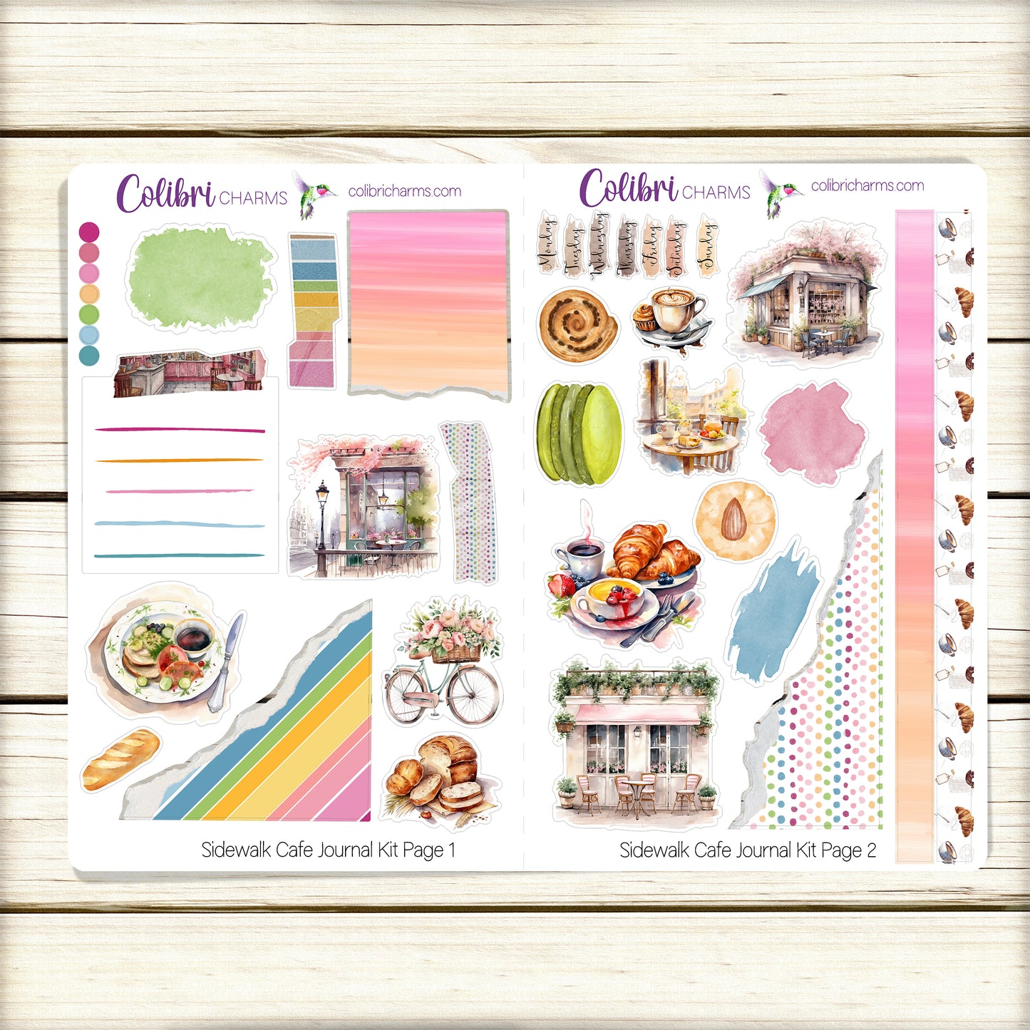 Sidewalk Cafe Journal Kit | Planner Stickers | Parisian Bistro Journaling Kit | Beautiful Bujo Kit | Seasonal Planner Stickers