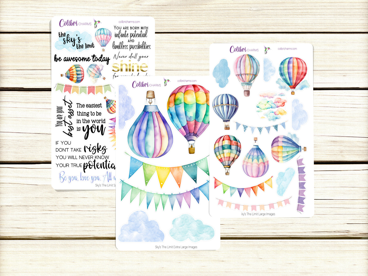 Sky's The Limit Planner Stickers | Hot Air Balloon Deco Stickers | Blue Skies Deco | Spring Summer Planner Sticker Kit | Seasonal Planner Stickers