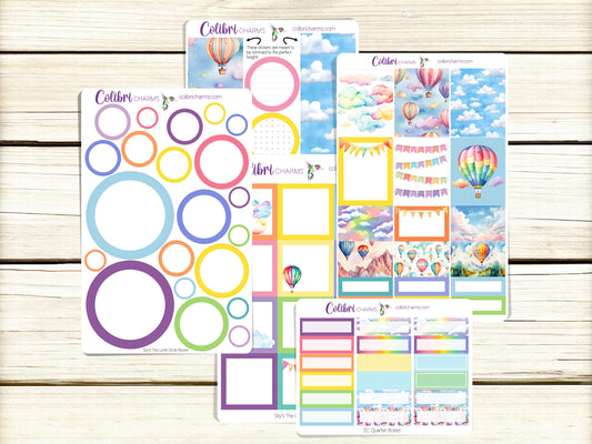 Sky's The Limit Box Planner Stickers | Hot Air Balloon Happy Planner Stickers | Seasonal Planner | Blue Skies Functional Planning