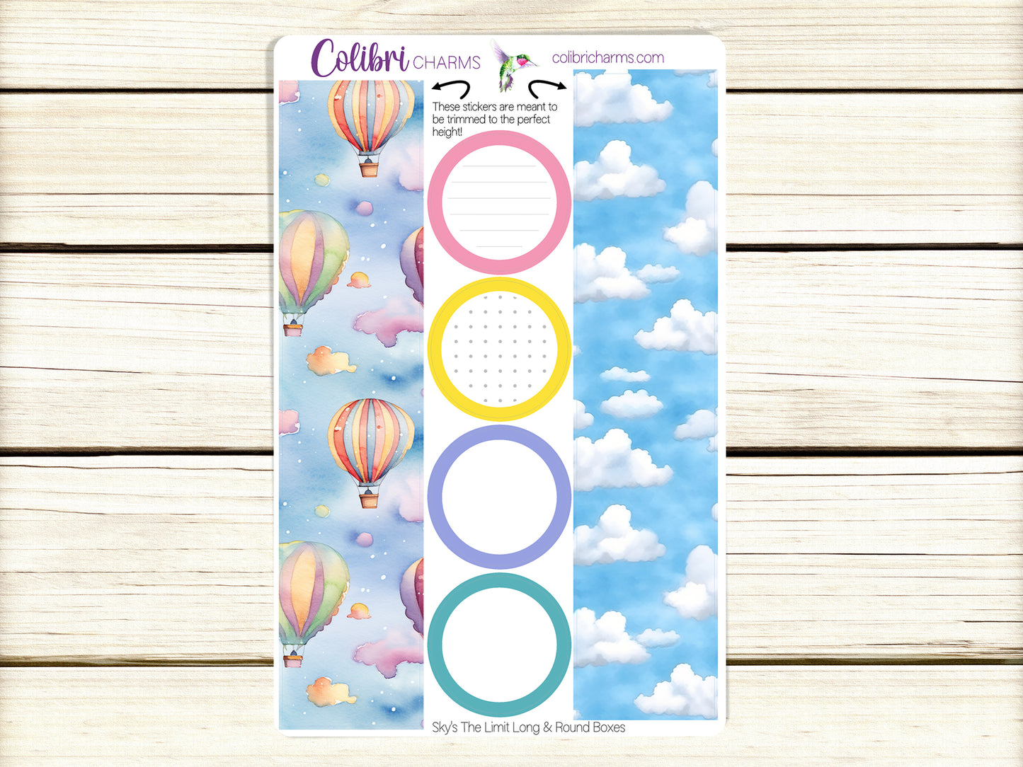 Sky's The Limit Box Planner Stickers | Hot Air Balloon Happy Planner Stickers | Seasonal Planner | Blue Skies Functional Planning