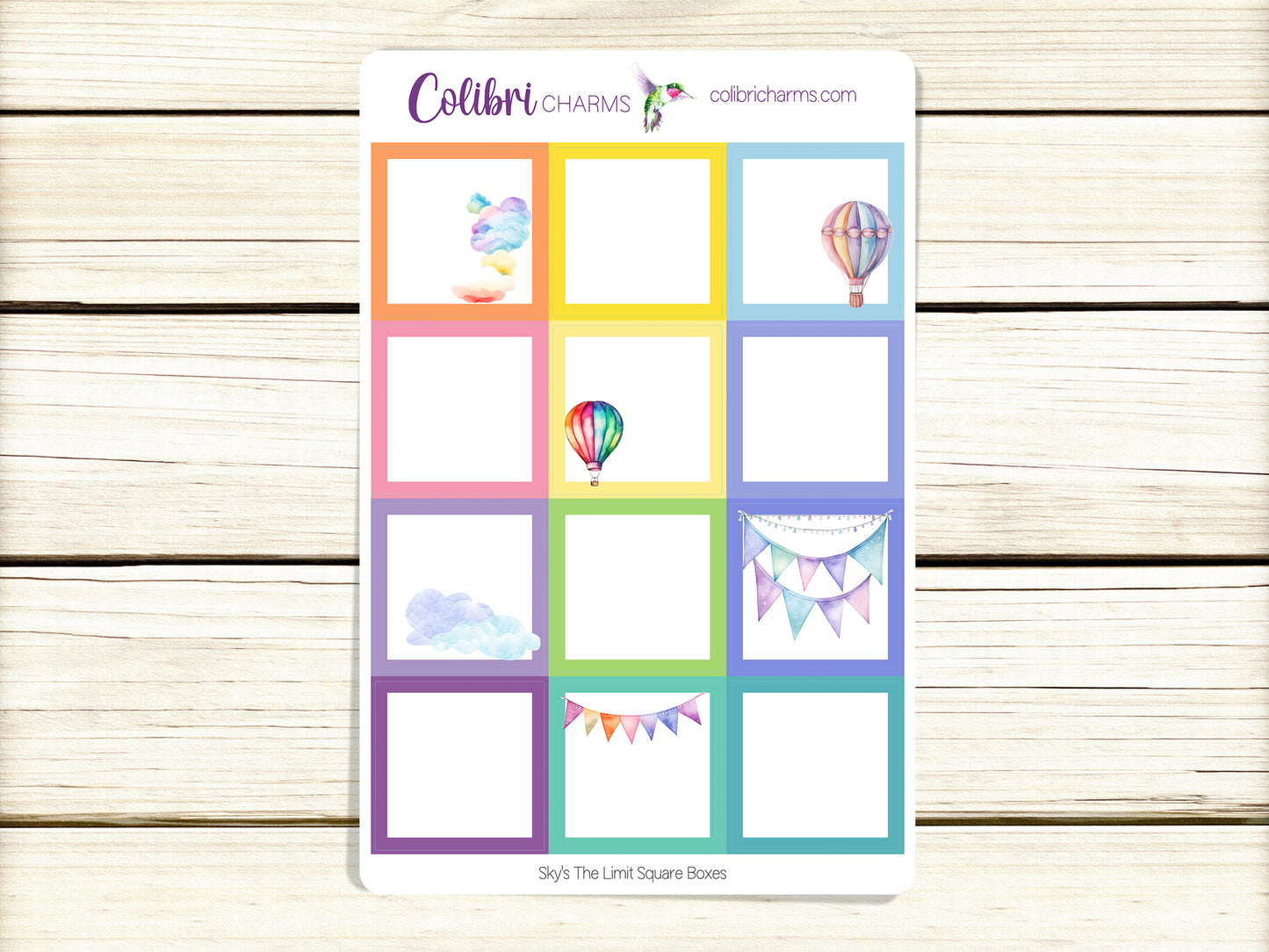 Sky's The Limit Box Planner Stickers | Hot Air Balloon Happy Planner Stickers | Seasonal Planner | Blue Skies Functional Planning