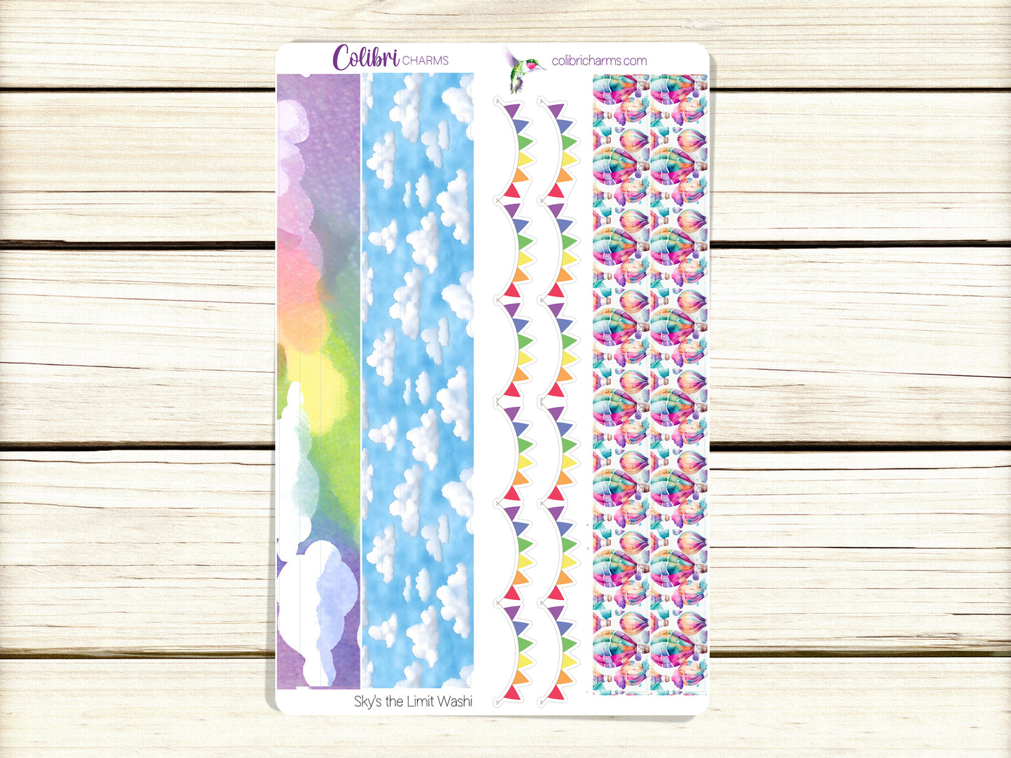 Sky's The Limit  Washi Strip Stickers | Hot Air Balloon Deco | Blue Skies Planner Stickers | Seasonal Planner Stickers