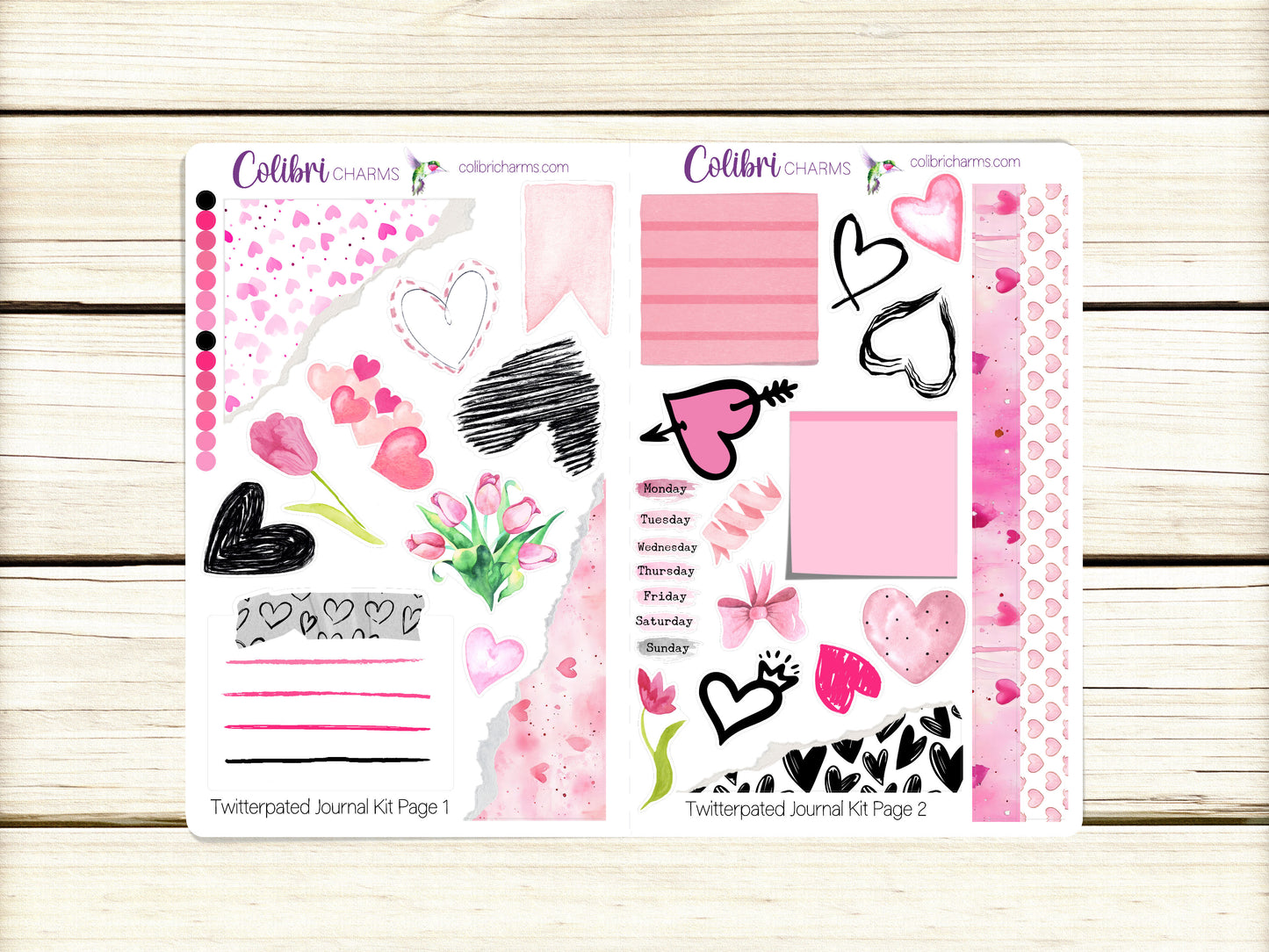 Smitten Journal Kit, Valentine Journaling, Love Bujo Kit, Seasonal Planner Stickers