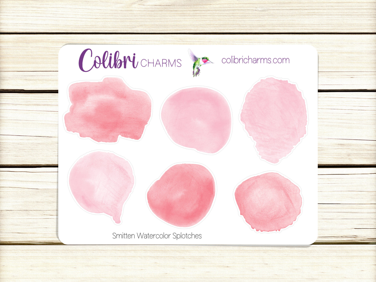 Smitten Watercolor Splotches Planner Stickers, Pink Paint Swatches, Valentine Images
