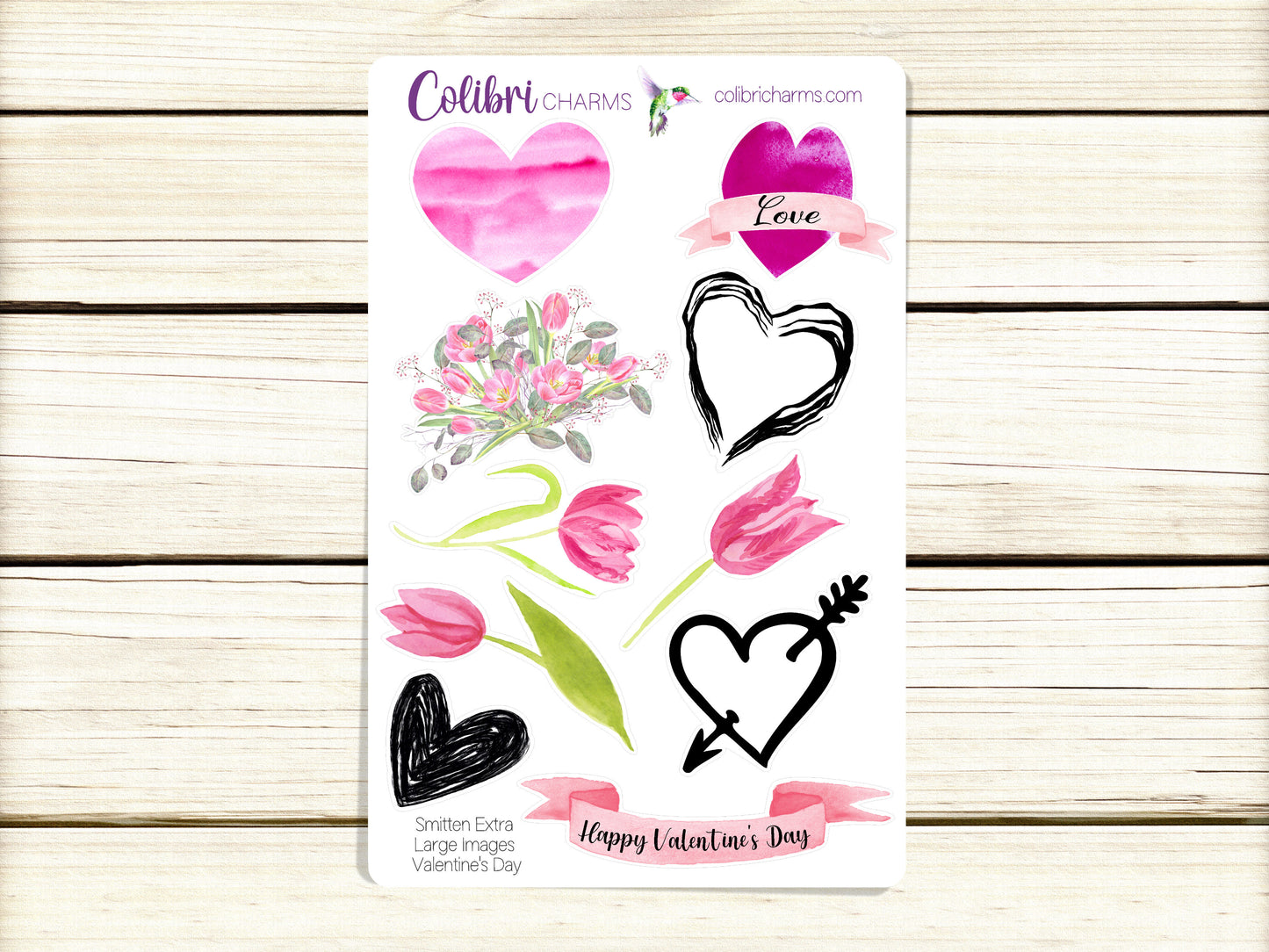 Smitten Planner Stickers, Valentine Deco Stickers, Pink and Black Kit