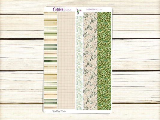 Spa Day Washi Strip Stickers | Relaxation Deco | Greenery Planner Stickers | Seasonal Planner Stickers