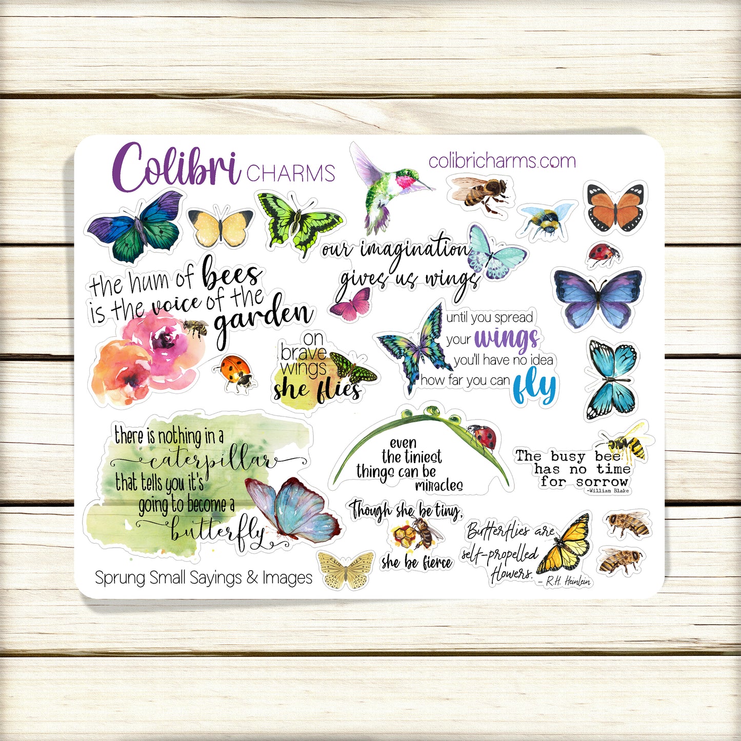 Sprung Planner Stickers: Hand-Painted Butterfly Stickers, Ladybug, Dragonfly, Bees, Pollinators
