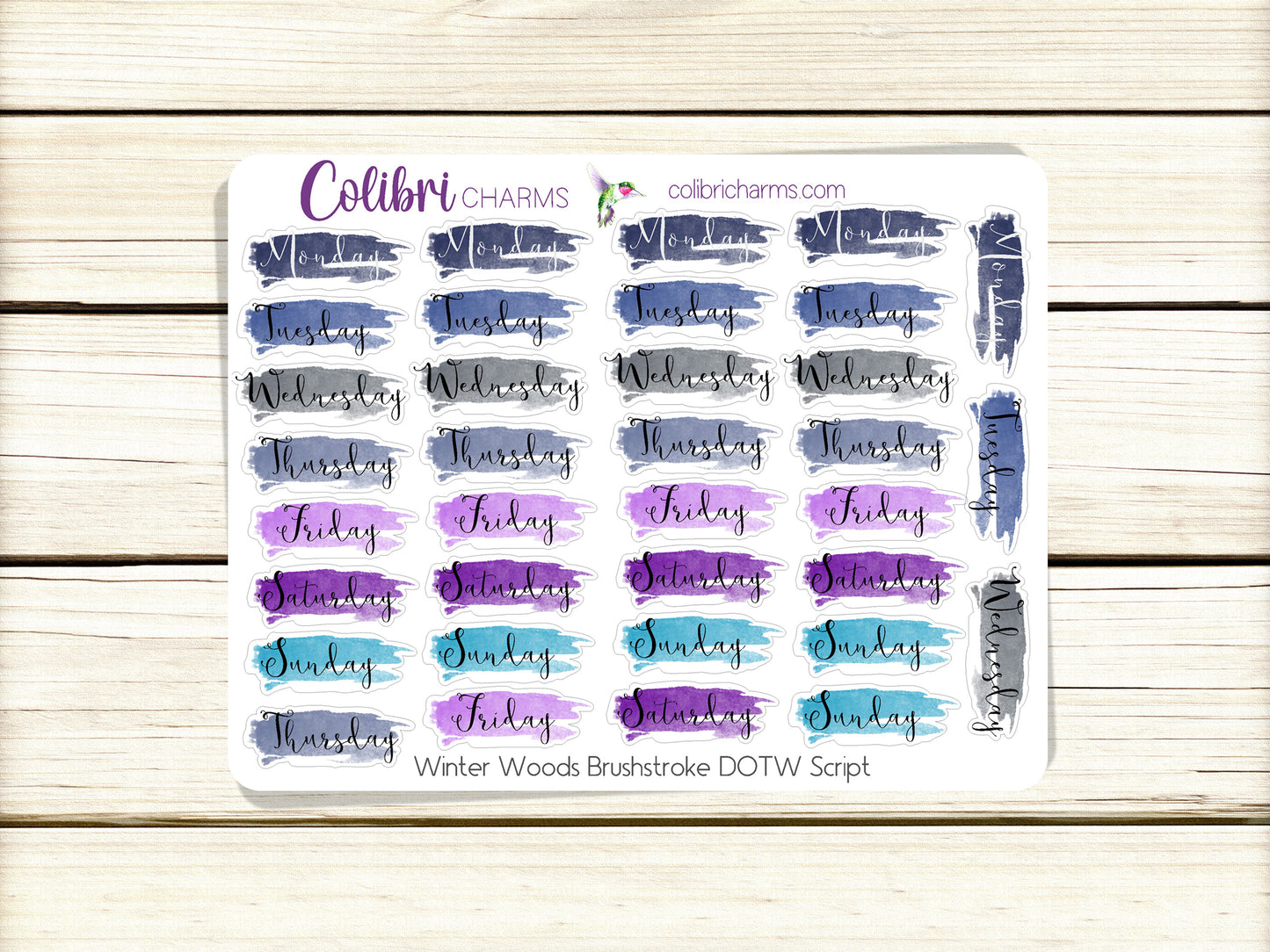 Stargazer Brushstroke Days of the Week Planner Stickers | Celestial Watercolor DOTW | Number Stickers | Date Dots