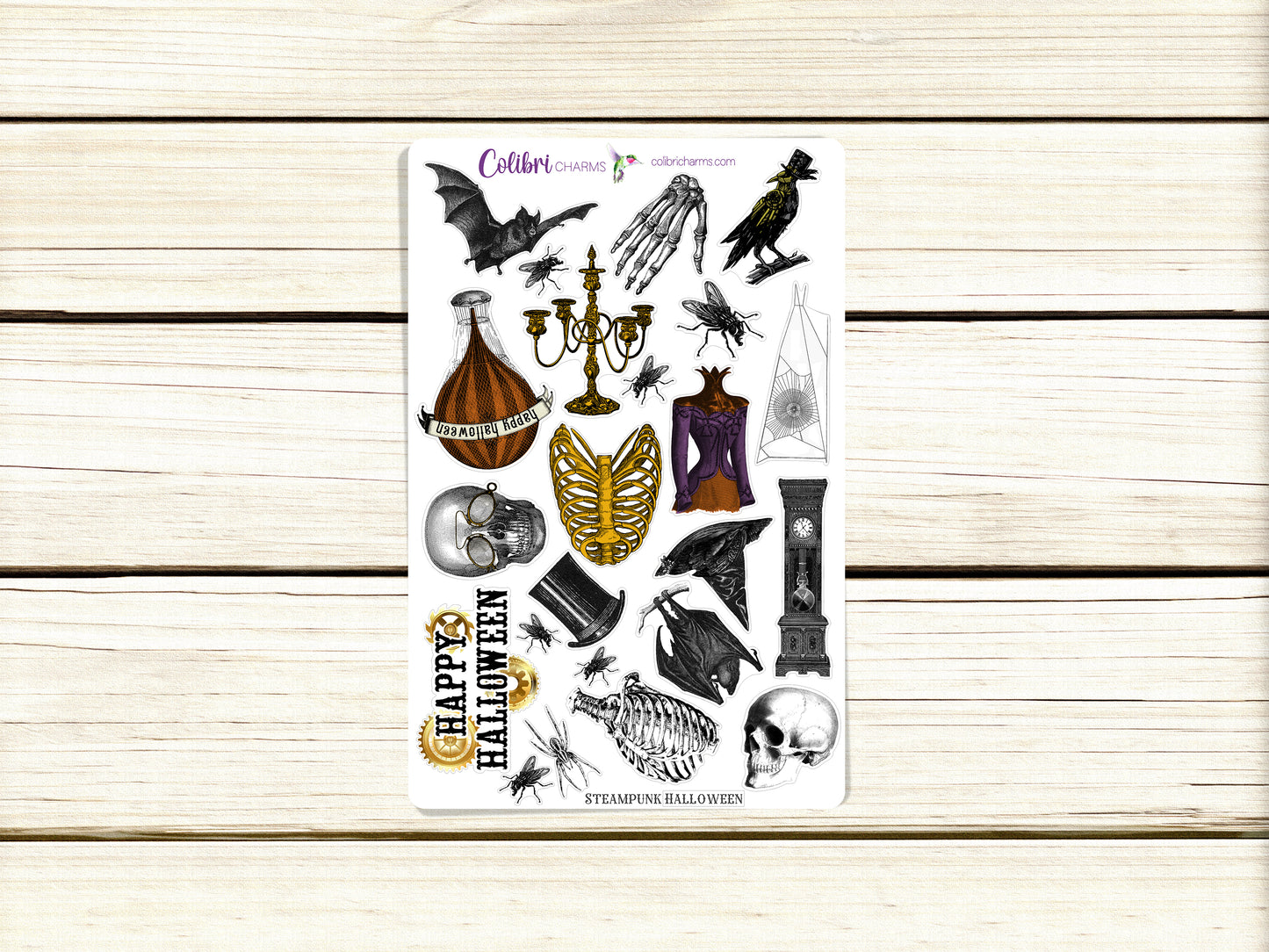 Steampunk Halloween Planner Stickers | Vintage | Spooky | Victorian Sticker Kit | Seasonal Planner Stickers