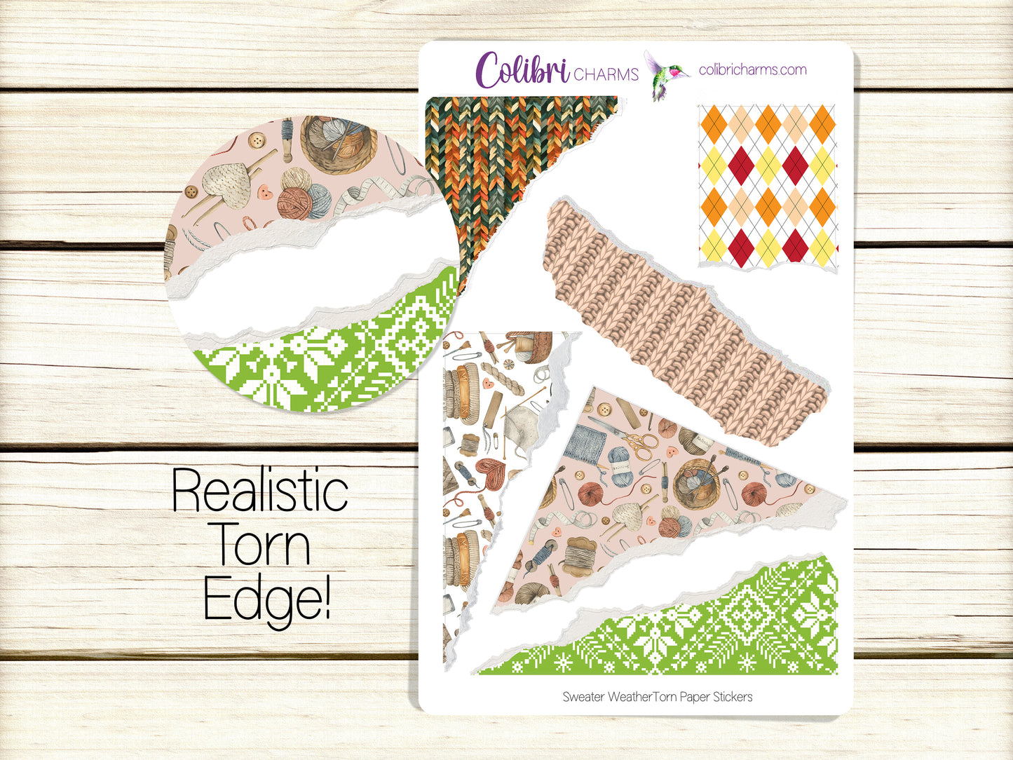 Sweater Weather Torn Paper Stickers | Autumn Deco Planner Stickers | Distressed Ripped Paper (Copy)