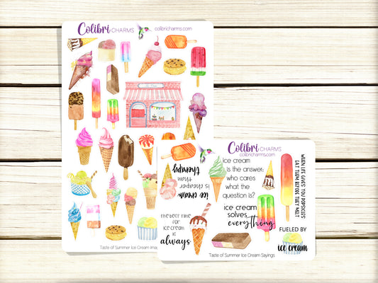Ice Cream Planner Stickers | Taste of Summer Stickers | Summer Treats Stickers | Ice Lolly Stickers | Seasonal Planner Stickers