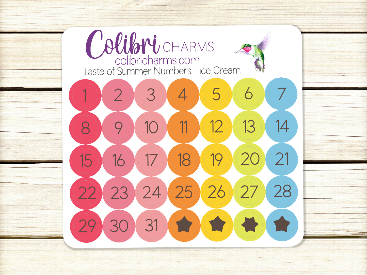 Taste of Summer Ice Cream Brushstroke Days of the Week Planner Stickers | Watercolor DOTW Stickers | Number Stickers | Date Dots